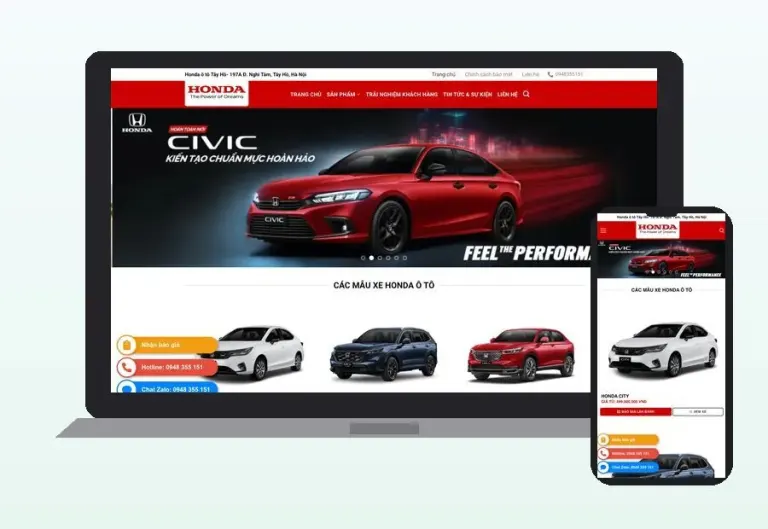 Website Honda Ô tô Tây Hồ do CPM Việt Nam thiết kế