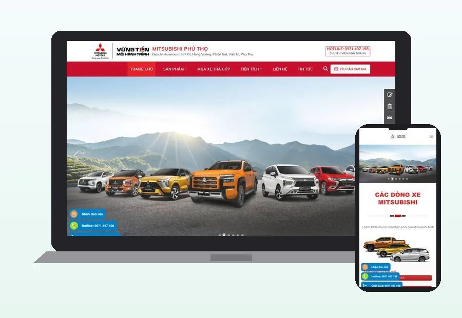 Website Mitsubishi Phú Thọ do CPM Việt Nam thiết kế