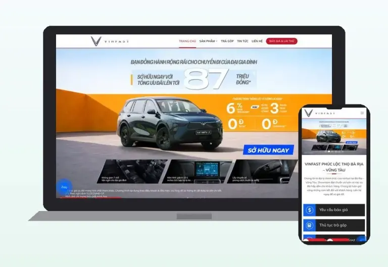 Website VinFast Bà Rịa do CPM Việt Nam thiết kế