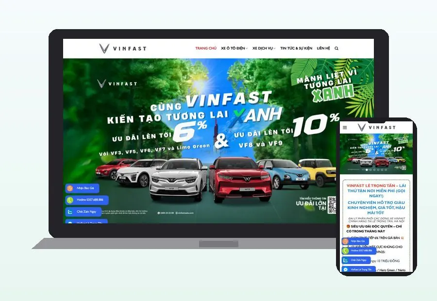 Website VinFast Lê Trọng Tấn Hà Nội do CPM Việt Nam thiết kế