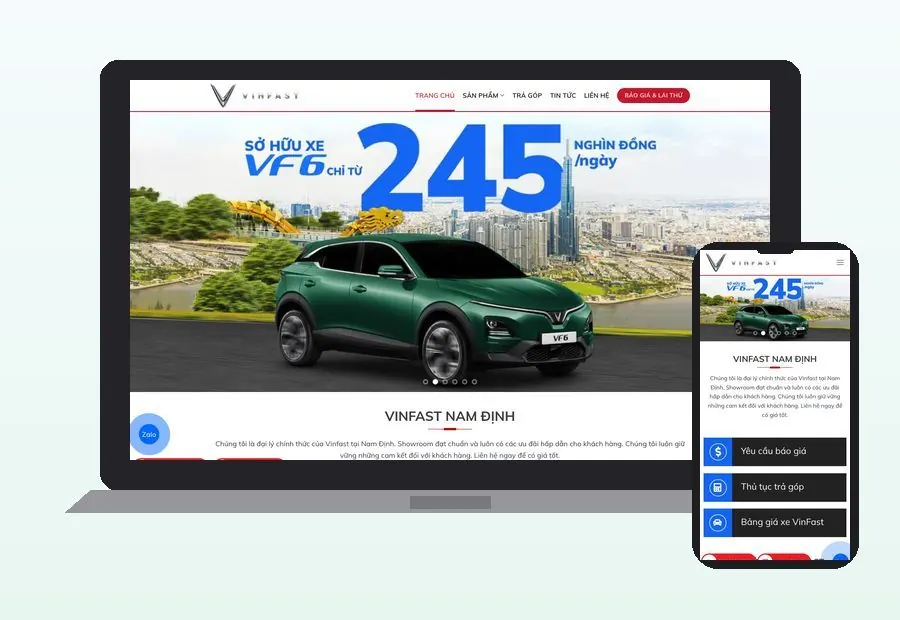 Website VinFast Nam Định do CPM Việt Nam thiết kế
