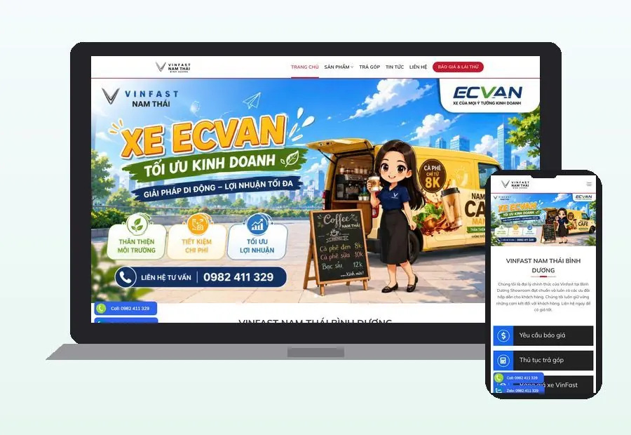 Website VinFast Nam Thái Bình Dương do CPM Việt Nam thiết kế