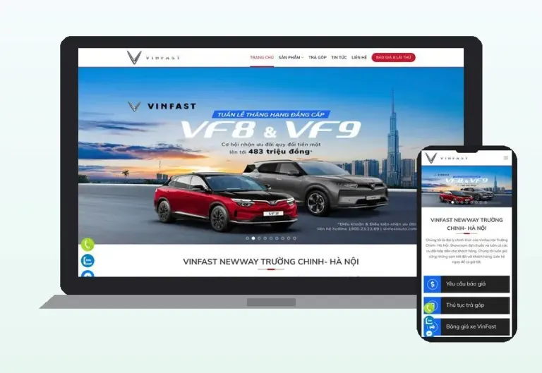 Website VinFast Newway Trường Chinh do CPM Việt Nam thiết kế
