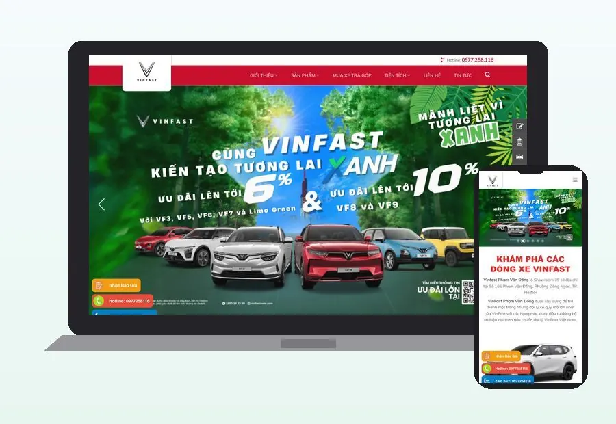 Website VinFast Phạm Văn Đồng do CPM Việt Nam thiết kế