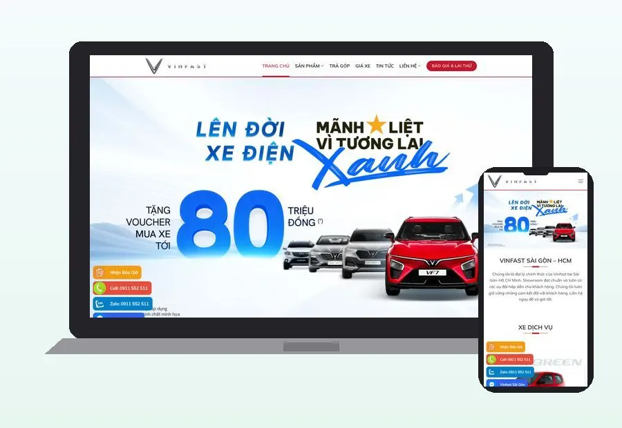 Website VinFast Sài Gòn do CPM Việt Nam thiết kế